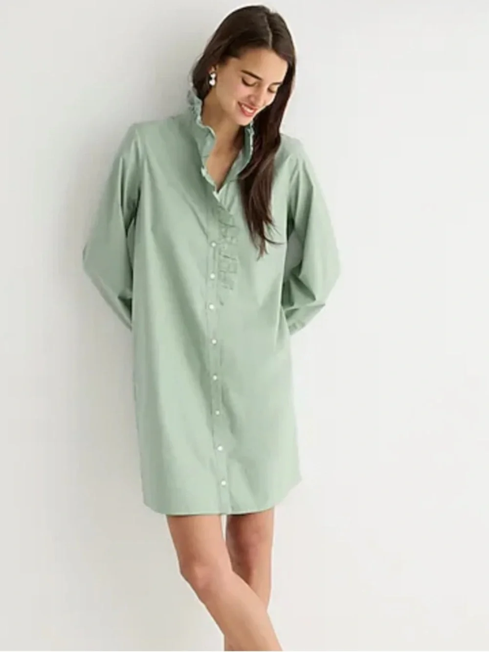 J. Crew Sage Green Midi Shirt Dress